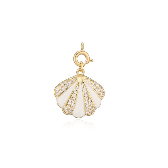 Sweet Ocean Animal Pendant With Whale Starfish Conch Shell And Snowflake Bell Motifs Copper With Zircon Inlay Festive Christmas Jewelry