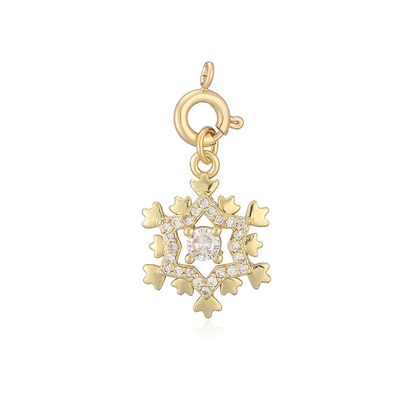 Sweet Ocean Animal Pendant With Whale Starfish Conch Shell And Snowflake Bell Motifs Copper With Zircon Inlay Festive Christmas Jewelry