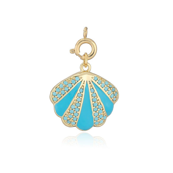 Sweet Ocean Animal Pendant With Whale Starfish Conch Shell And Snowflake Bell Motifs Copper With Zircon Inlay Festive Christmas Jewelry