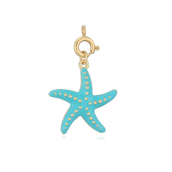 Sweet Ocean Animal Pendant With Whale Starfish Conch Shell And Snowflake Bell Motifs Copper With Zircon Inlay Festive Christmas Jewelry