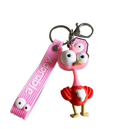 Sweet Ostrich Pvc Unisex Bag Pendant Keychain 1 Piece