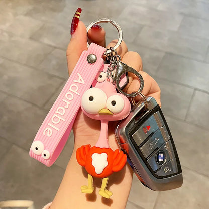 Sweet Ostrich Pvc Unisex Bag Pendant Keychain 1 Piece