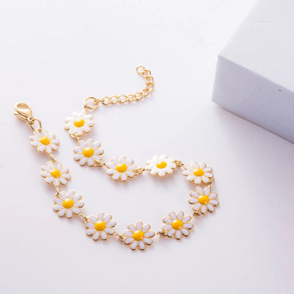 Sweet Pastoral Simple Style Flower 304 Stainless Steel Bracelets In Bulk