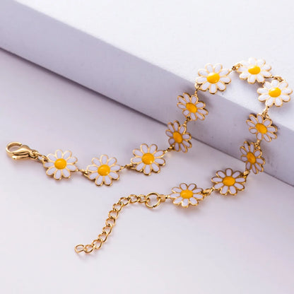 Sweet Pastoral Simple Style Flower 304 Stainless Steel Bracelets In Bulk