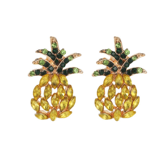 Sweet Pineapple Alloy Earrings Electroplated Fruit Shaped Ear Jewelry For Women