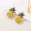 Sweet Pineapple Alloy Earrings Electroplated Fruit Shaped Ear Jewelry For Women