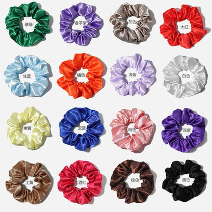 Sweet Plaid Solid Color Cloth Pleated Hair Tie 1 Piece