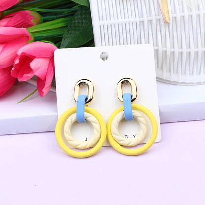 Sweet Round Arylic Spray Paint Women's Drop Earrings