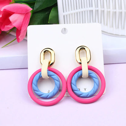 Sweet Round Arylic Spray Paint Women's Drop Earrings