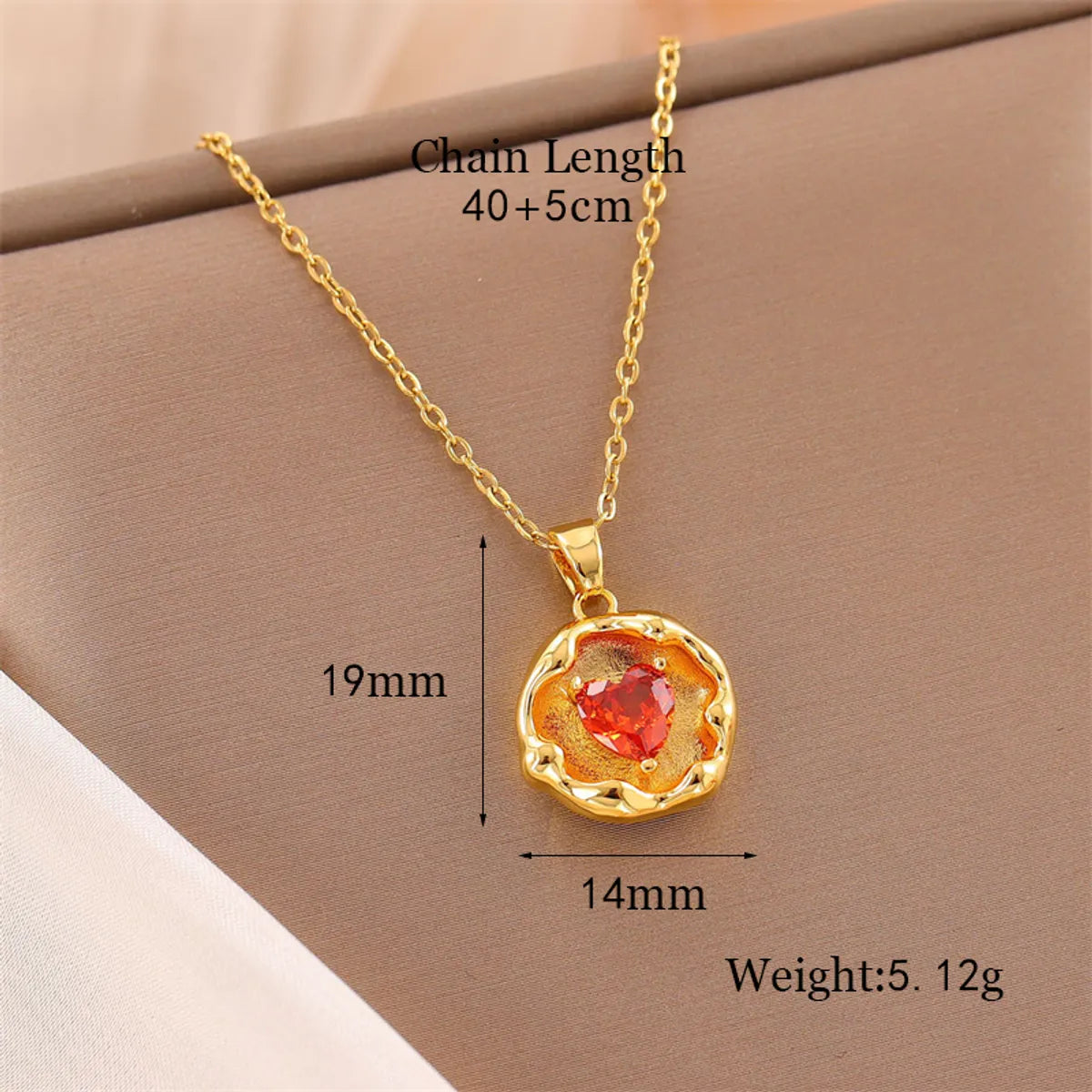 Sweet Round Oval Heart Shape Stainless Steel Plating Inlay Artificial Diamond 18k Gold Plated Pendant Necklace