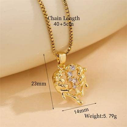 Stainless Steel 18K Gold Plated Sweet Plating Inlay Round Oval Heart Shape Artificial Diamond Pendant Necklace