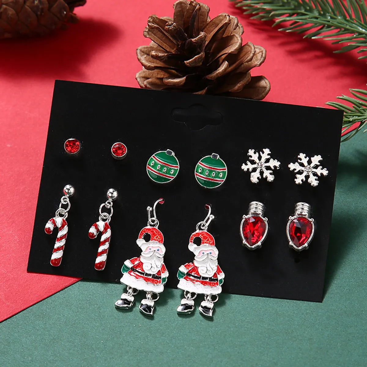 Sweet Santa Claus Snowflake Alloy Enamel Women's Earrings 1 Set