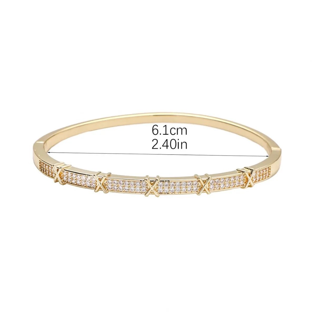 Sweet Shiny Geometric Zircon Copper Alloy Wholesale Bangle