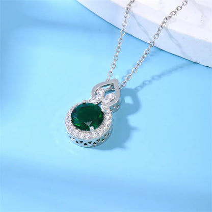 Sweet Shiny Korean Style Geometric Copper Zircon Pendant Necklace In Bulk