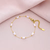 Sweet Shiny Petal 201 Stainless Steel Artificial Crystal 18K Gold Plated Bracelets In Bulk