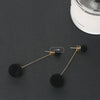 Sweet Simple Alloy Long Drop Earrings With Fluffy Ball Geometric Design Electroplated Fashion Earrings For Women