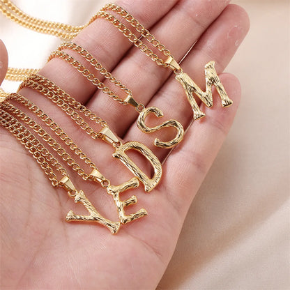 Sweet Simple Style Artistic Letter Stainless Steel Plating 18k Gold Plated Pendant Necklace