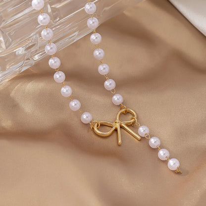 Sweet Simple Style Bow Knot Plastic Women'S Pendant Necklace