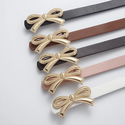 Sweet Simple Style Bow Knot Pu Leather Alloy Women'S Leather Belts