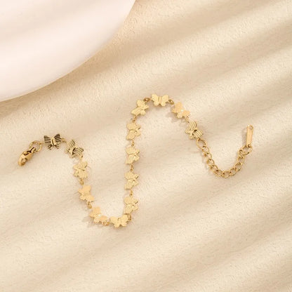 Sweet Simple Style Butterfly 304 Stainless Steel 18K Gold Plated Bracelets In Bulk