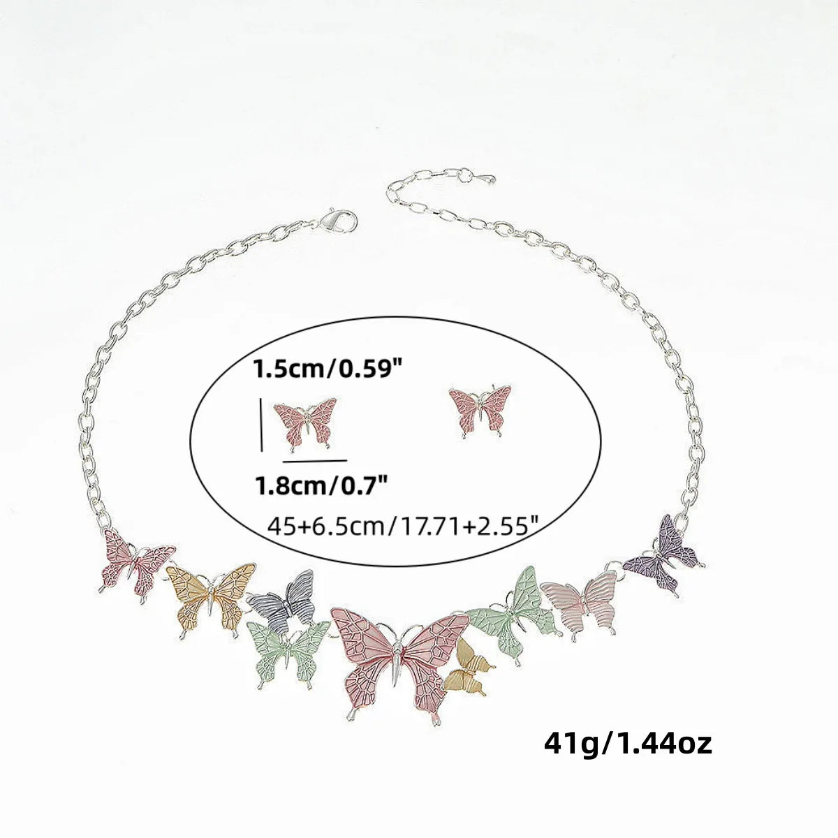 Sweet Simple Style Butterfly Alloy Enamel Women'S Earrings Necklace