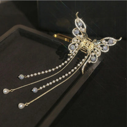 Sweet Simple Style Butterfly Alloy Tassel Plating Inlay Artificial Pearls Rhinestones Hair Claws