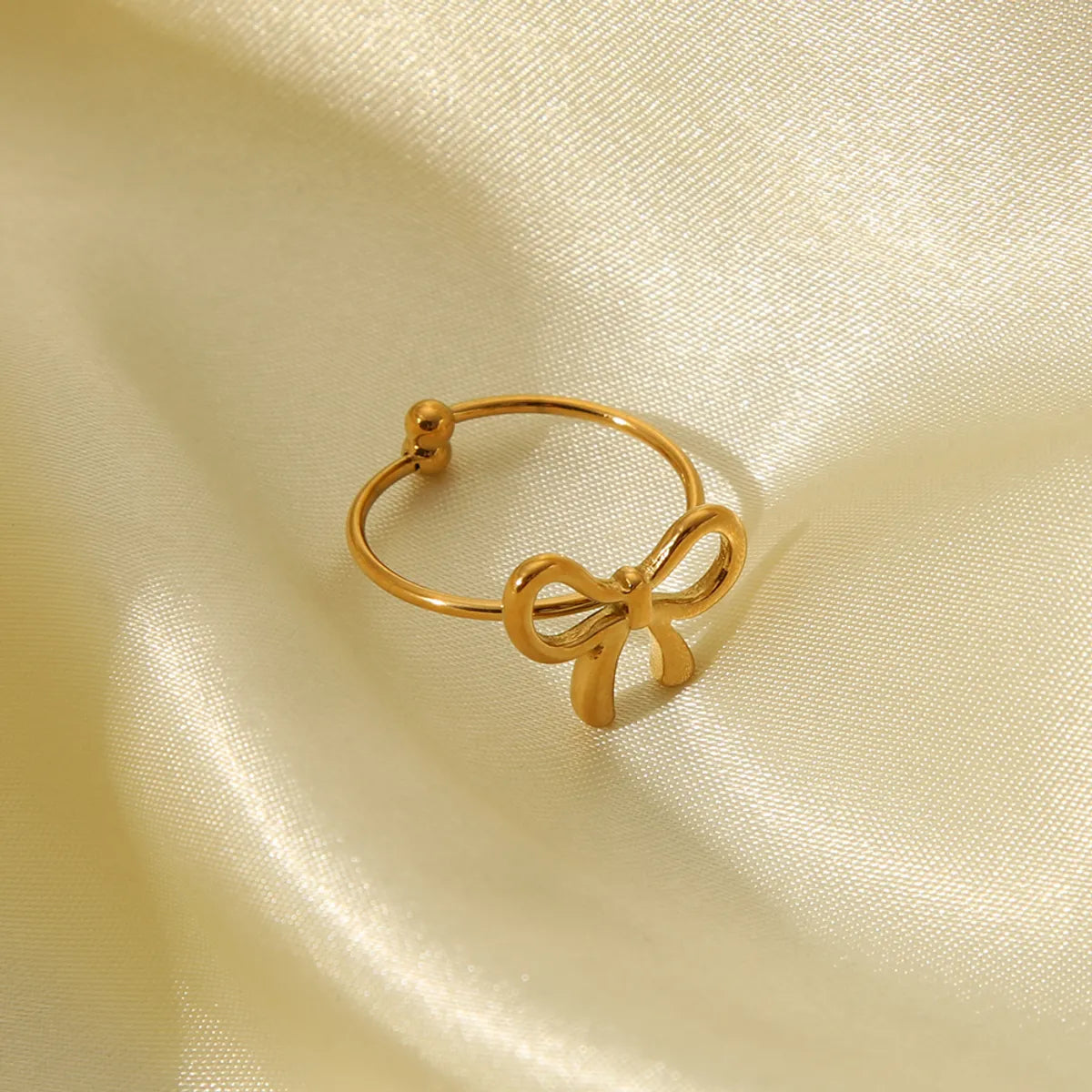 Sweet Simple Style Butterfly Bow Knot 304 Stainless Steel 18K Gold Plated Open Rings In Bulk