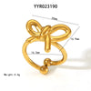 Sweet Simple Style Butterfly Bow Knot 304 Stainless Steel 18K Gold Plated Open Rings In Bulk