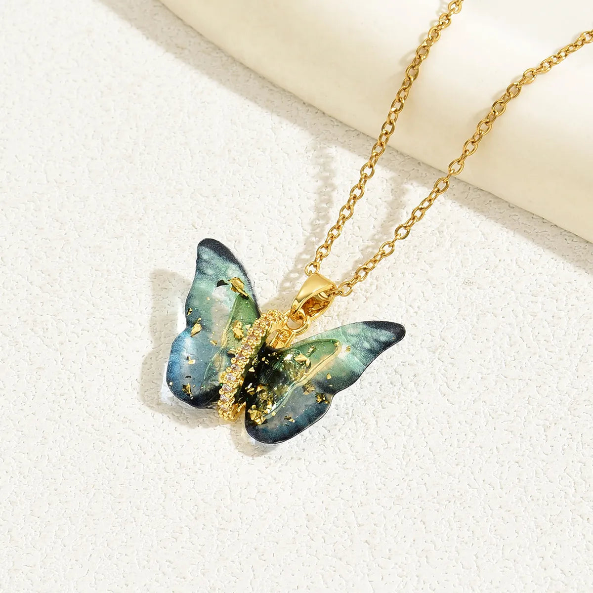 Sweet Simple Style Butterfly Copper 18k Gold Plated Zircon Necklace In Bulk