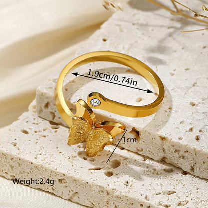 Sweet Simple Style Butterfly Copper Plating Inlay Zircon 18k Gold Plated Rings