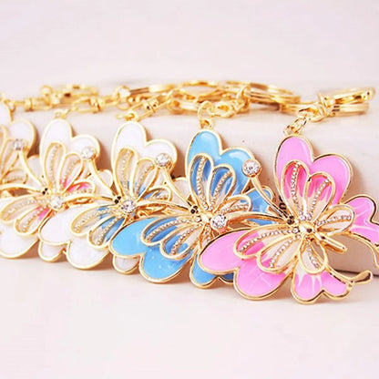 Sweet Simple Style Butterfly Zinc Alloy Plating Inlay Rhinestones Women'S Bag Pendant Keychain