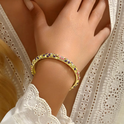 Sweet Simple Style Floral Zinc Alloy Plating 18K Gold Plated Women's Bangle