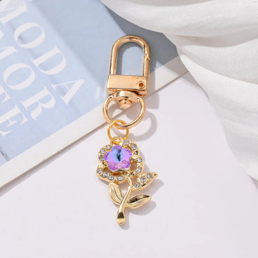 Sweet Simple Style Flower Alloy Inlay Rhinestones Bag Pendant Keychain