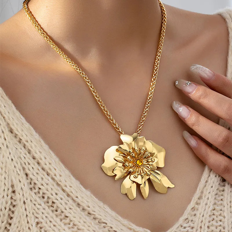 Sweet Simple Style Flower Alloy Zinc Alloy Wholesale Pendant Necklace