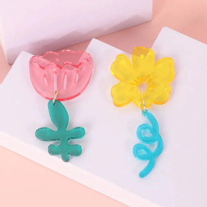 Sweet Simple Style Flower Arylic Drop Earrings