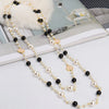 Sweet Simple Style Flower Imitation Pearl Alloy Beaded Enamel Women's Long Necklace