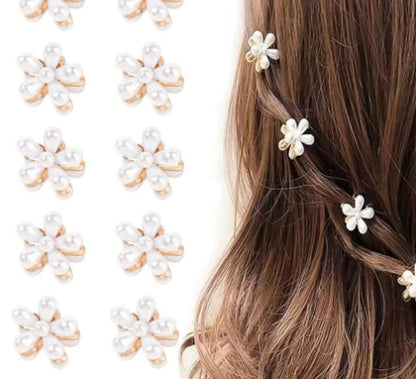 Women'S Sweet Simple Style Flower Metal Inlay Resin Rhinestones Pearl Hair Claws