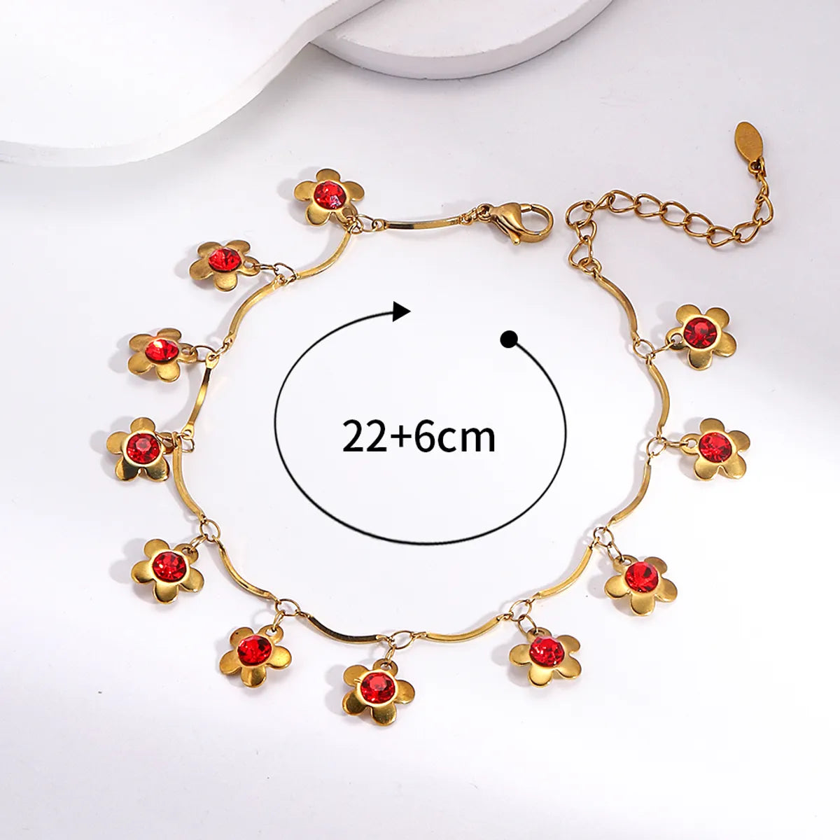 Sweet Simple Style Flower Stainless Steel Plating Inlay Zircon 18k Gold Plated Bracelets