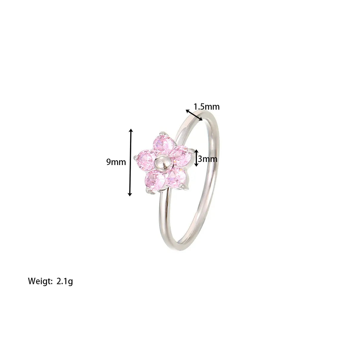 Sweet Simple Style Flower Stainless Steel Plating Inlay Zircon White Gold Plated Gold Plated Rings