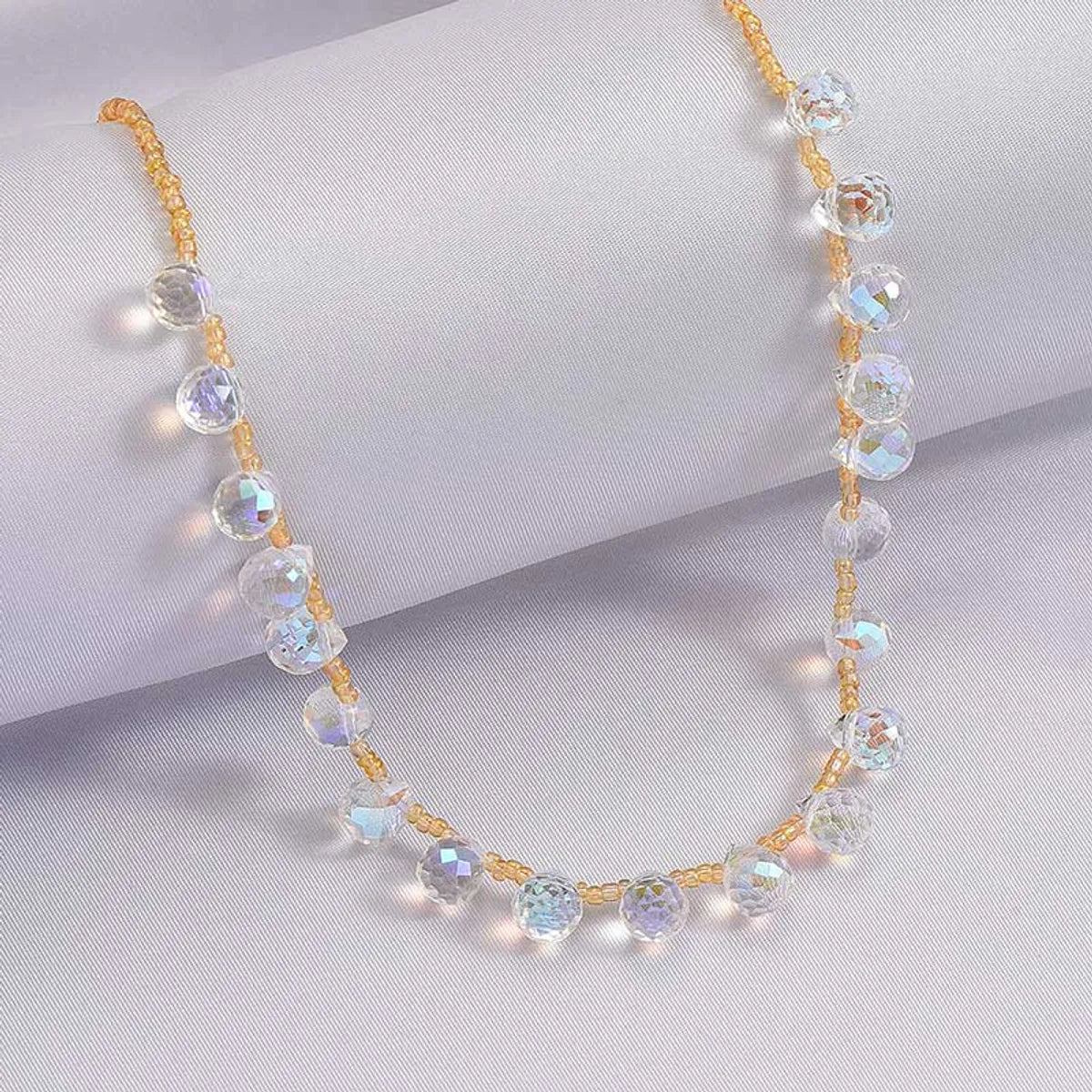 Sweet Simple Style Geometric Artificial Crystal Beaded Women's Necklace