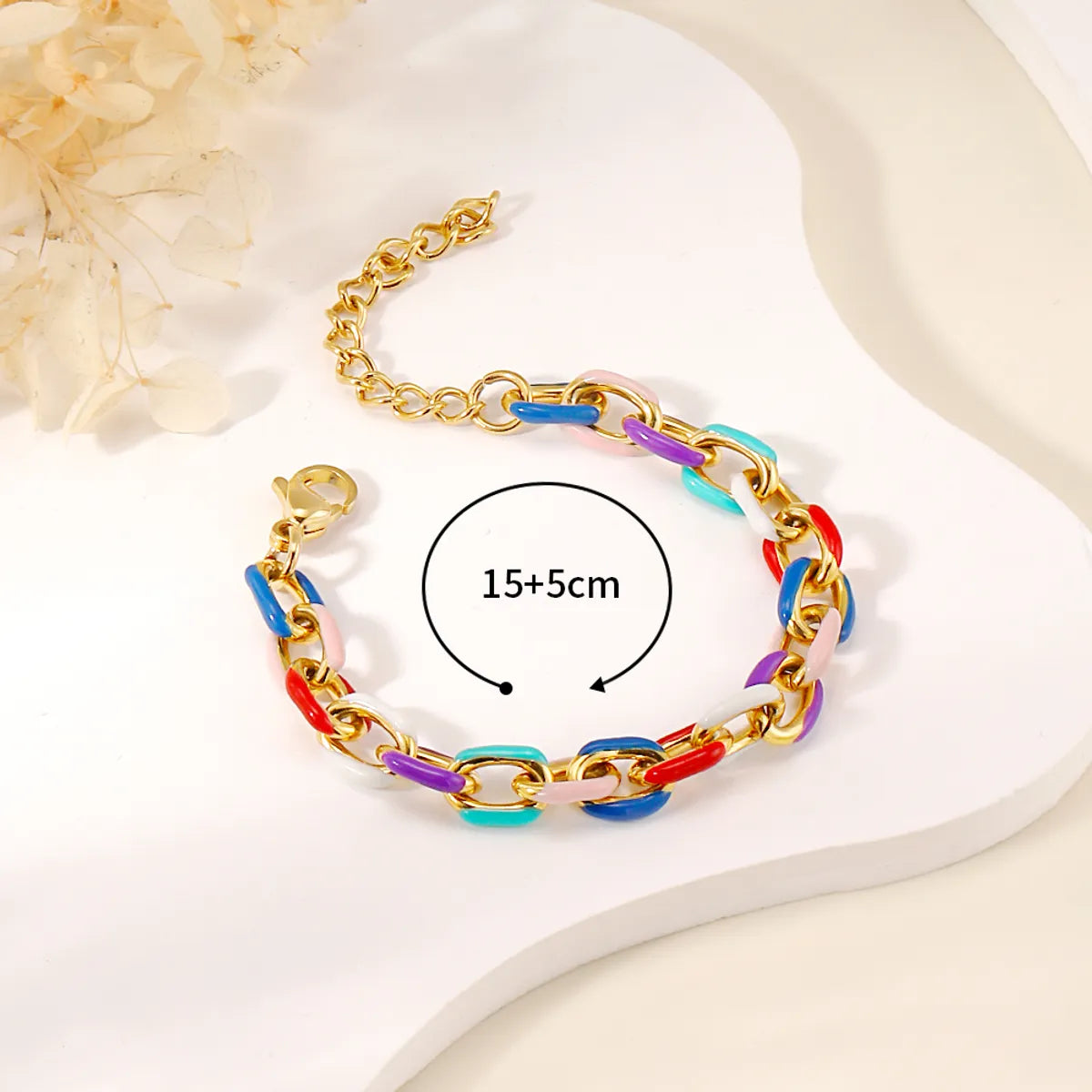 Sweet Simple Style Geometric Stainless Steel Enamel Plating 18k Gold Plated Bracelets