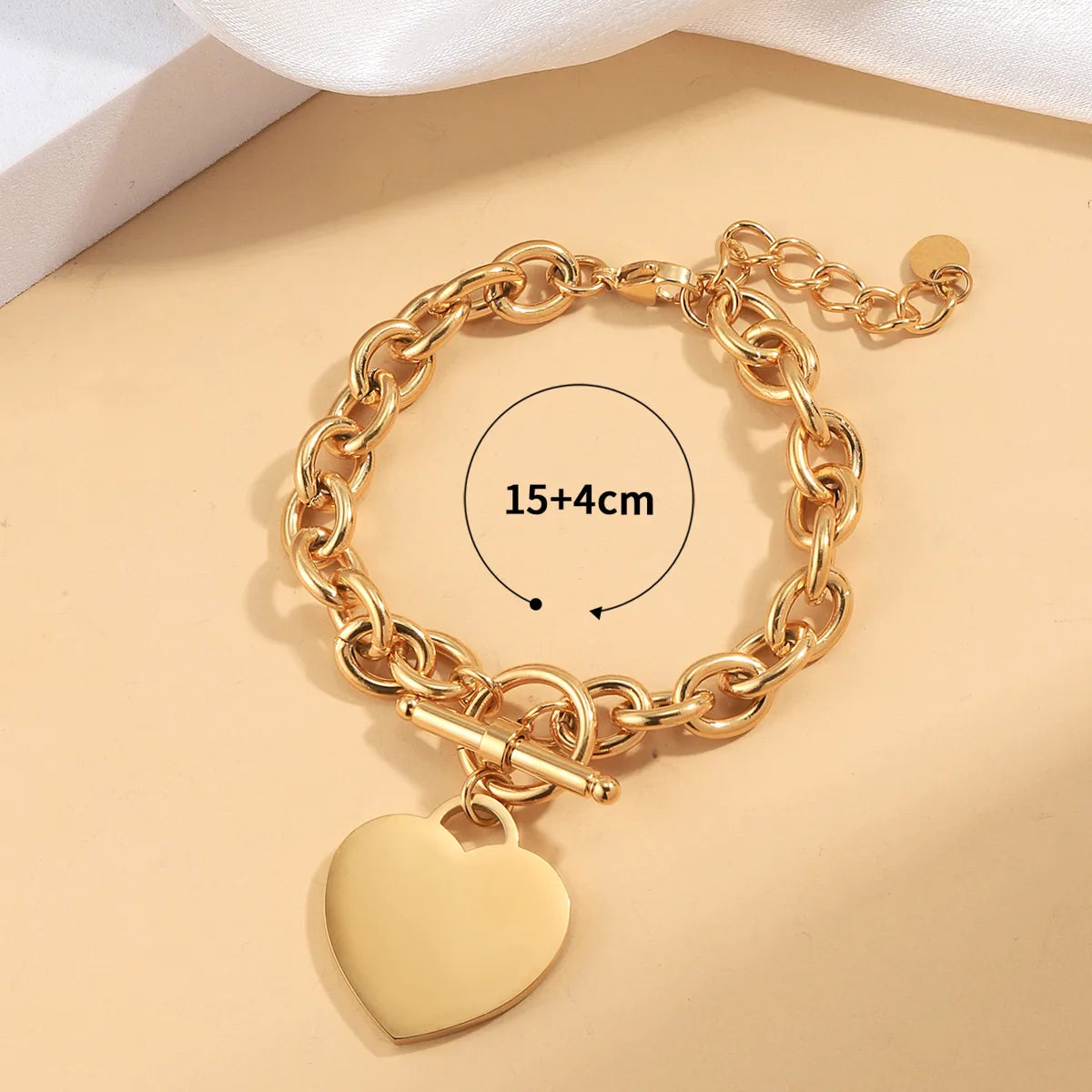 Sweet Simple Style Heart Shape 304 Stainless Steel 14K Gold Plated Bracelets In Bulk