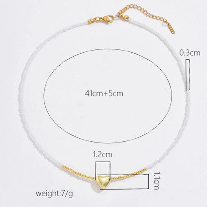 Sweet Simple Style Heart Shape Alloy Seed Bead Wholesale Pendant Necklace