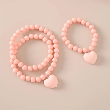 Sweet Simple Style Heart Shape Arylic Resin Beaded Girl'S Necklace