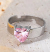 Stainless Steel None Sweet Simple Style Inlay Heart Shape Zircon Open Rings