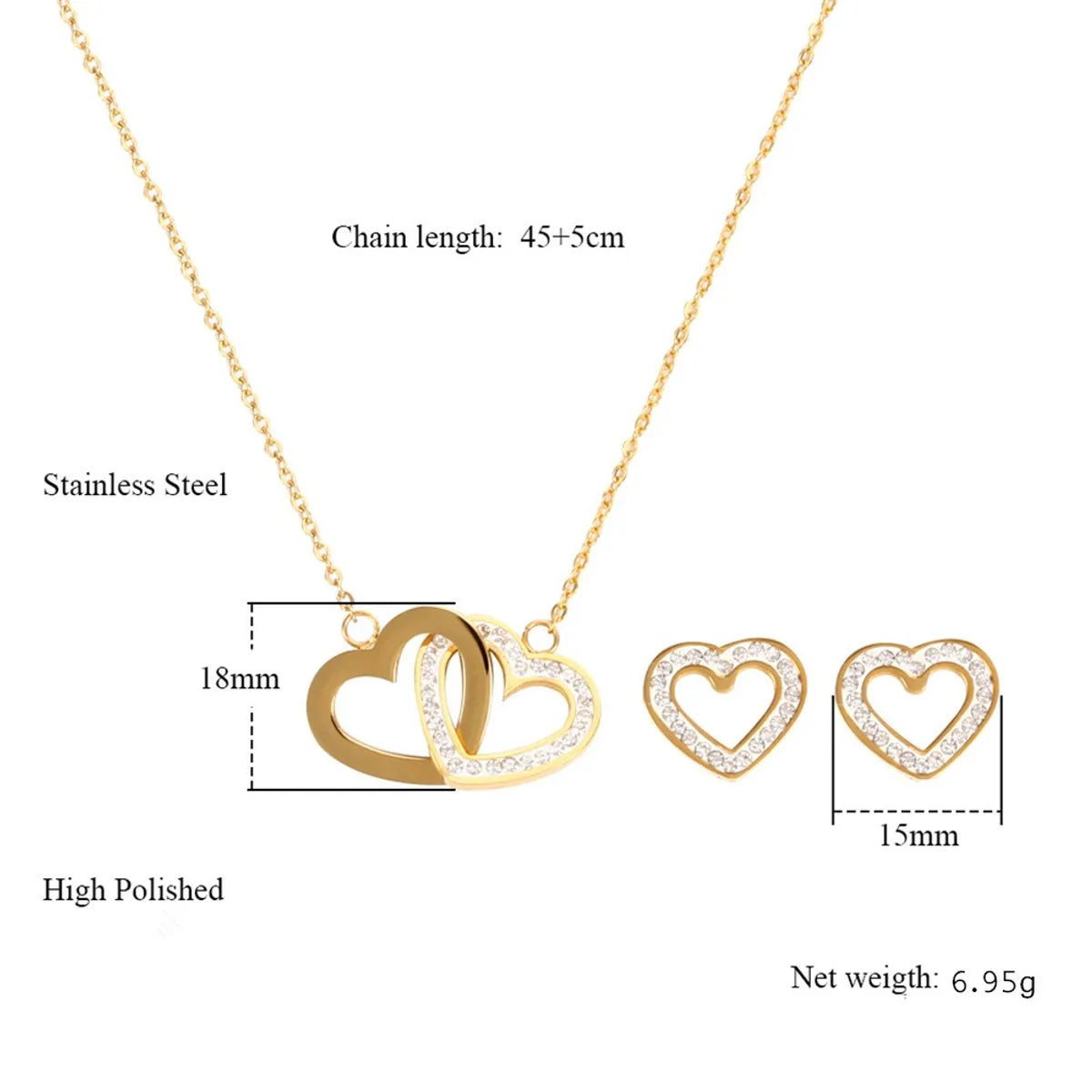 Sweet Simple Style Heart Shape Stainless Steel Necklace