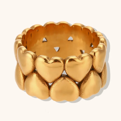 Sweet Simple Style Heart Shape Stainless Steel Plating Inlay Zircon 18k Gold Plated Women'S Rings