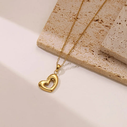 Sweet Simple Style Heart Shape Stainless Steel Plating White Gold Plated Gold Plated Pendant Necklace