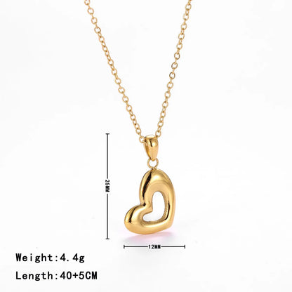 Sweet Simple Style Heart Shape Stainless Steel Plating White Gold Plated Gold Plated Pendant Necklace