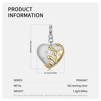 Sweet Simple Style Heart Shape Sterling Silver Inlay Zircon Pendant Necklace